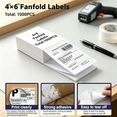 1000 labels 4″x6″ Direct Thermal Shipping Labels For Zebra & Rollo Printers