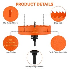 6 1/8 Hole Saw for Recessed Lights, 6.125 Inch Bi-Metal 6-1/8 inch, orange