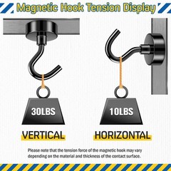16 Pack Black Magnetic Hooks – 28 lb Heavy Duty N52 Neodymium Cruise Magnets New
