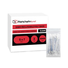 5″ x 7″ Clear Reclosable Plastic Poly Zipper Bags 2 Mil Zip Lock Bag 10000 Pack
