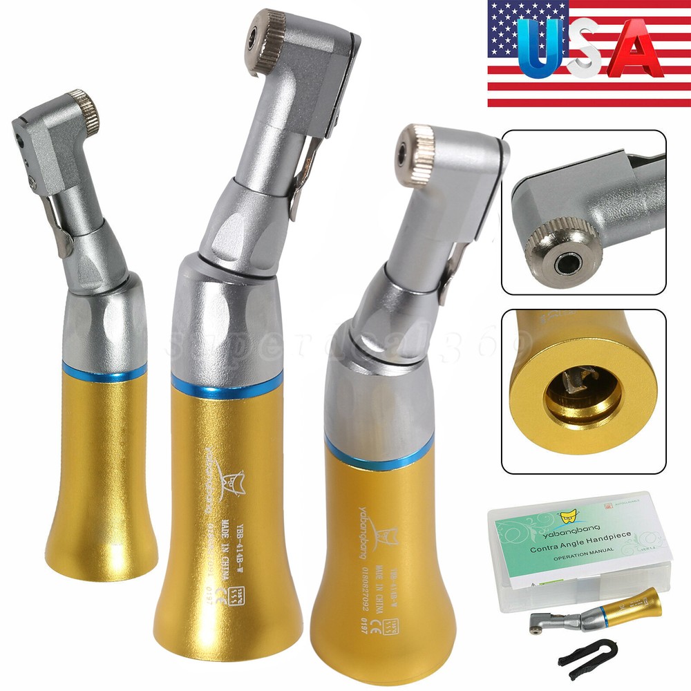 NSK Style Dental Latch Type Slow low Speed Contra Angle Handpiece RA 2.35mm Gold