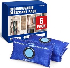 100g [ 6 Packs] Rechargeable Desiccant Packs for Storage, Color Indicating Silic
