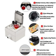 Push Button Box Ip67 with Emergency Stop Button Lock Push Button Key Switch with
