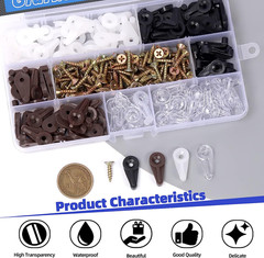 240Pcs 4 Colors 5mm Glass Retainer Clips with Screws Kit, Clear/White/Black/Brow