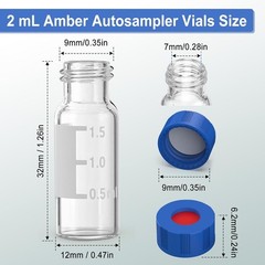 1000PCS 2mL Glass Vials Clear Autosampler vials w Screw Caps 9-425 HPLC GC PTFE
