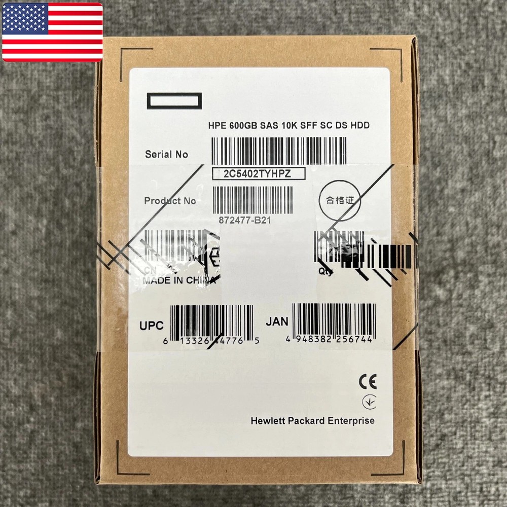 HPE 872477-B21 872736-001 600GB 10K SAS 2.5 12Gb/s 512e DS FW SC HDD New – US
