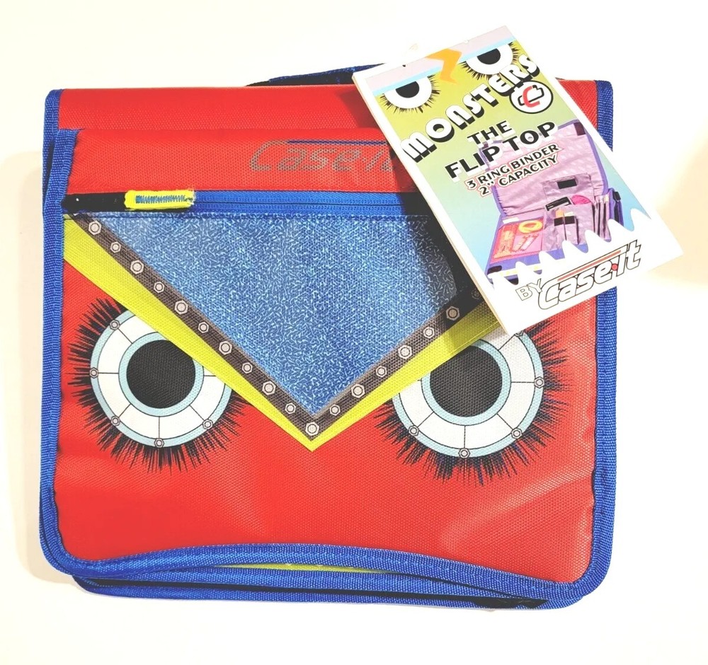 NEW Case-it M-276-ME Monsters Flip Top Zipper Binder 2″ Inch Sheet Capacity