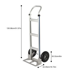 Aluminum Alloy Hand Truck Cart Heavy Duty Dolly W/ Rubber Wheels 440lbs/500lbs