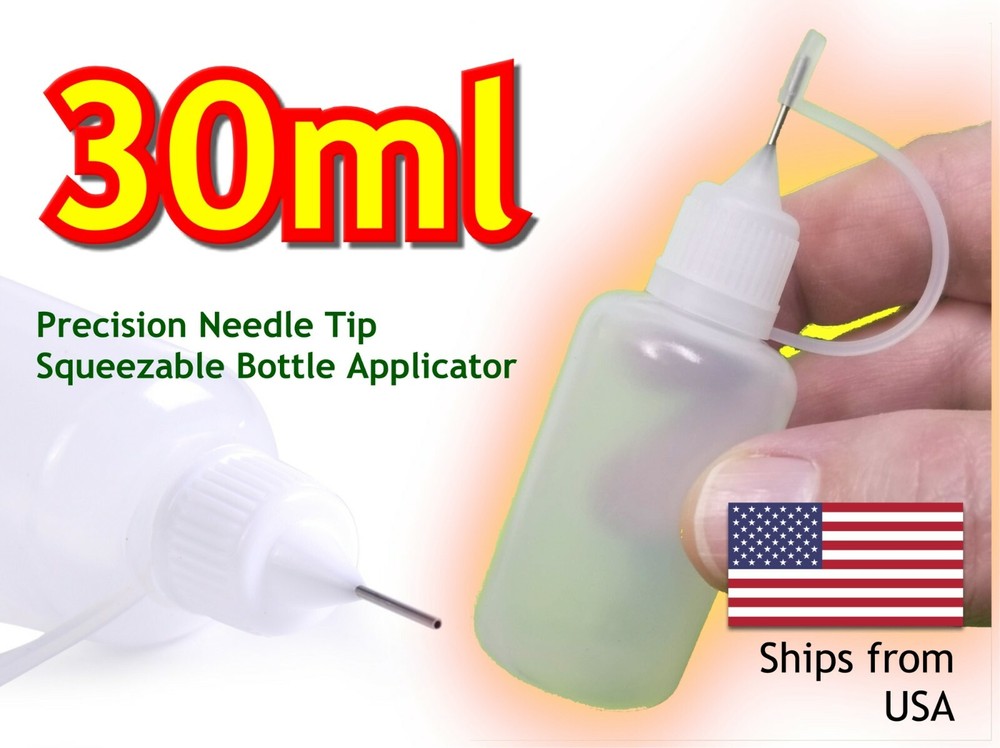 30ml Quality Empty Needle Tip Squeezable LDPE Plastic Bottles – WHITE CAP