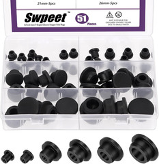 51 Pcs 6 Sizes 8.3/10/15/19/21/26mm Silicone Rubber Hole Plug Kit, T-Shaped