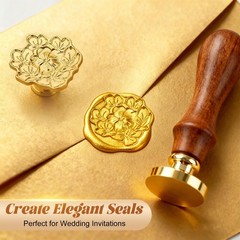 Vintage Wax Seal Stamp Sealing Stamps with Wooden Handle for Wedding Invitations