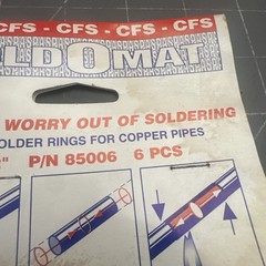 6 Pc. Silver/Tin Solder Joint Brazing Rings Rings 1/2 Inch SOLDOMAT by CFS