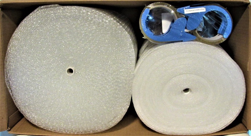 Complete Packing Kit: 75 ft. Bubble Cushioning, 50 Foam Wrap, 110 Yds. Tape -New
