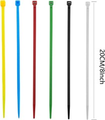 120Pcs 8Inch Cable Zip Ties, Assorted Sizes, Multi-Purpose Multi-Color Mix Packe