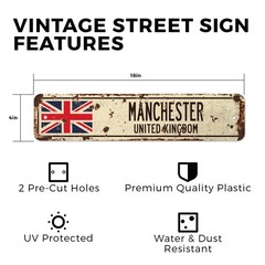 MANCHESTER UNITED KINGDOM Vintage Style Street Sign British Britons Brits flag