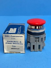 IDEC ABD301N-R, 30mm Momentary Red Mushroom Pushbutton, 1NC Contact