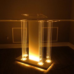 Lighted Clear Acrylic Led Podium Pulpit Wood Lectern Churches Synagogue Temple