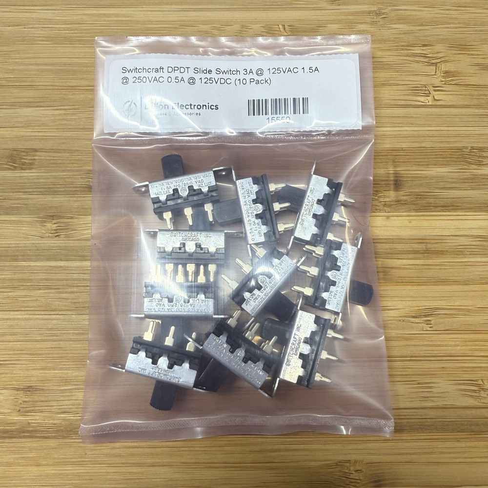 Switchcraft DPDT Slide Switch 3A @ 125VAC 1.5A @ 250VAC 0.5A @ 125VDC (10 Pack)