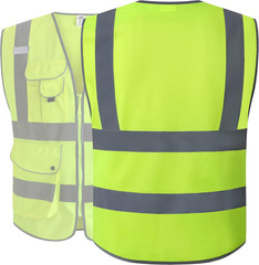 9 Pockets Class 2 High Visibility Zipper Front Safety Vest
