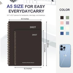 2027 Planner, Weekly and Monthly Calendar Planner Book, JAN 2027 – DEC 2027