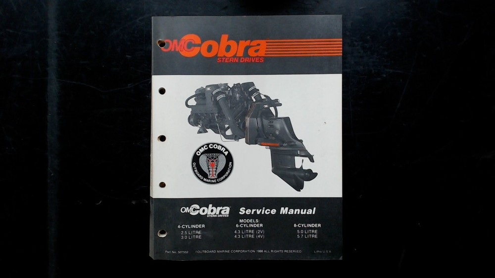 OMC Cobra Stern Drives Service Manual Part 507552 1986 4-8 Cylinder