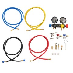 AC Manifold Gauge Set 4-Way for R134A R12 R410A Refrigeration Charging 14pcs