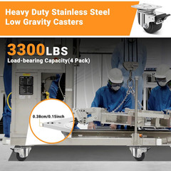 2.5 Inch Heavy Duty Stainless Steel Low Gravity Casters, SUS 304 Industrial Grad