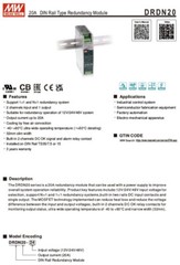 MeanWell New DRDN20-24 20A 24V DIN Rail Type Redundancy Module