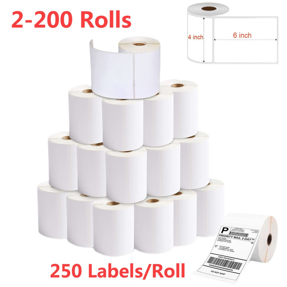 4″x6″ Direct Thermal Shipping Labels 250/Roll For Zebra 2844 Eltron ZP450 Rollo