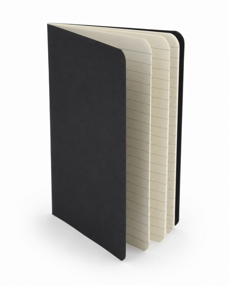 Mini Pocket Notebook 3.5 x 5.5 Black Softcover 60 Lined Pages Memo Journal