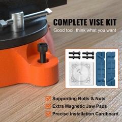 6″ Bench Vise w/ Anvil 360°Swivel Locking Base Heavy Duty Ductile Iron