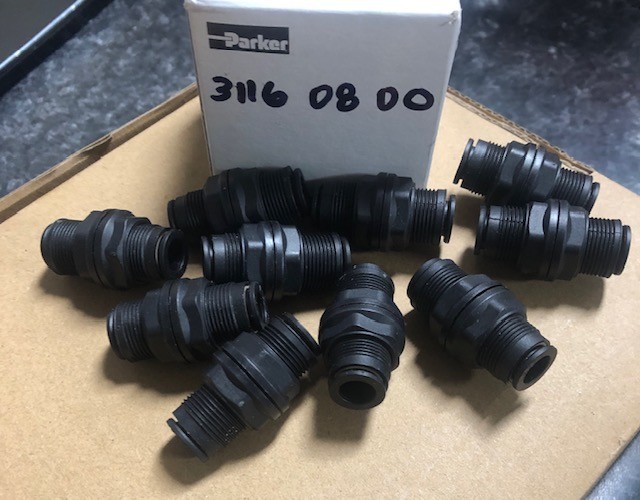 10pc Legris Push-Fit Bulkhead Union 5/16 in or 8mm Tube Size Nylon NEW 31160800