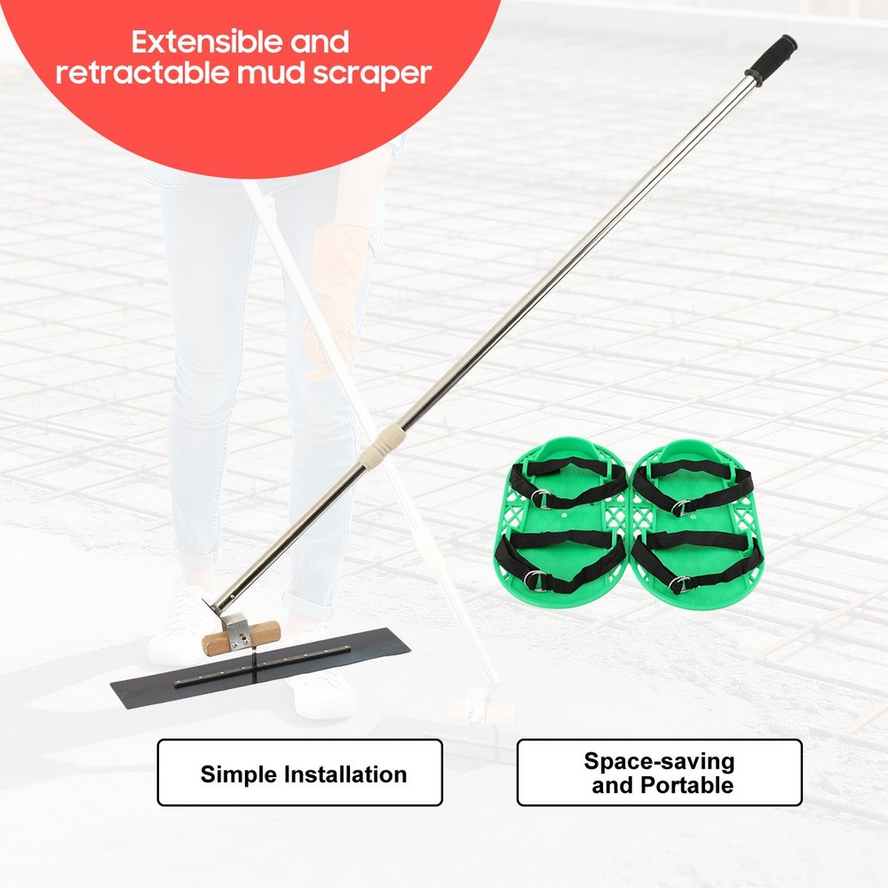 Long Handle Concrete Trowel Cement Surface Smoothing Tool w/ 1-2m Adjustable Rod