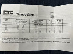 MARSON ALUMINUM THREADSERT PART NO: 47950 SIZE: 1/4-20 PACKAGE OF 50