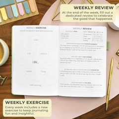 A5 Guided Gratitude Journal Spring Green Daily Reflection with Stickers 3 Months