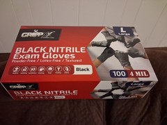 Black Nitrile Exam Gloves Large 4mil London Labs Pack of 100