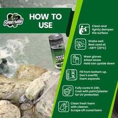 Sprayman Black Foam Sealant – Pond Waterfall Landscaping, 12oz 2 Pk – Straw Use