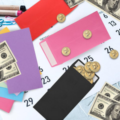 Cash Envelopes – 100 Packs, 3.5×6.5 Inches, Black, Colored, Suitable for Budgets