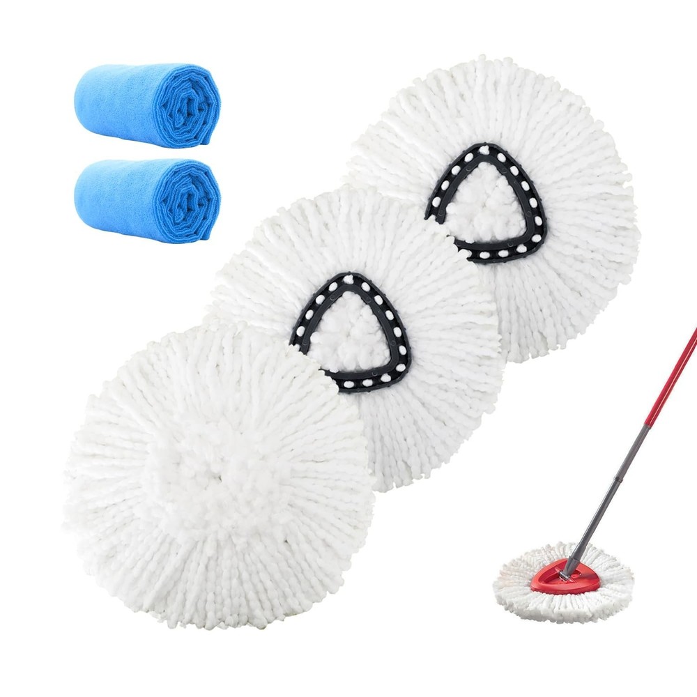 3 Pack Microfiber Mop Replacement Heads Spin Mop Refills Easy Cleaning Mop He…