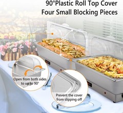 Electric 9QT Roll Top Chafing Dish Buffet Set Stainless Steel Chafer Food Warmer