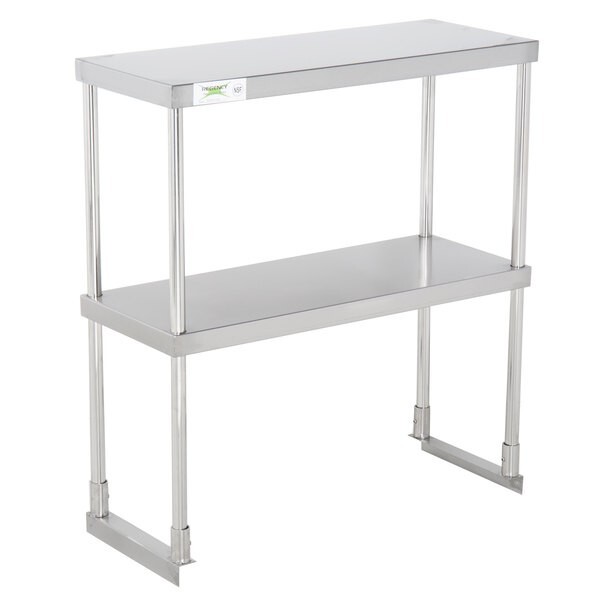 12″W x 30″D x 32″H Stainless Steel Double Deck Overshelf For Work Prep Tables