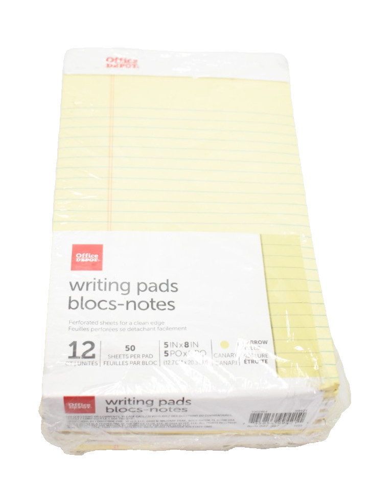 Office Depot Writing Pads Bloc Notes 12 Pack 5″ x 8″ 50 Sheets/Pad Yellow