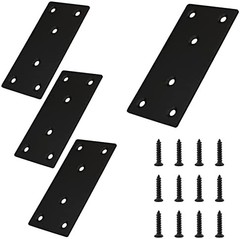 4pcs Metal Flat Straight Brace Bracket, 4” x 2” (L x W), Black | Stainless St