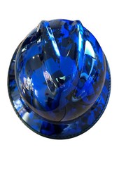 Custom Hydro Dipped MSA V-Gard Full Brim Kandy Blue Flags w/edgegard
