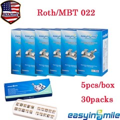 30Pack Orthodontic Brackets Dental Mini Metal Braces Roth/MBT .022” Hooks 3/345