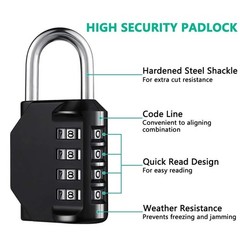 Heavy Duty 4 Digit Combination Lock Resettable Waterproof Padlock