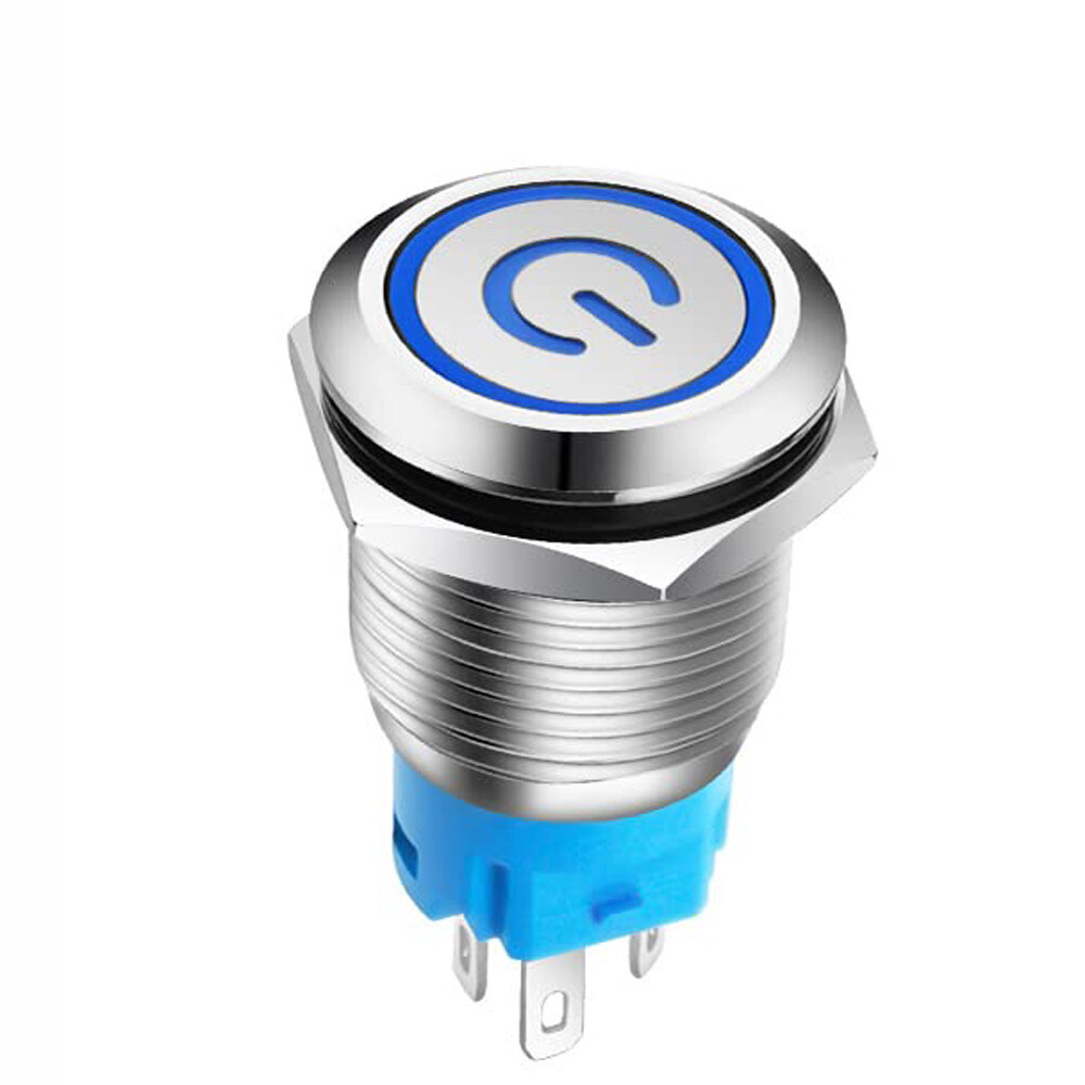 2Pcs 19mm 12V LED ON OFF Push Button Power Switch Latching Switch with Wire