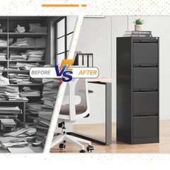 Metal 4 Drawer File Cabinet w/Lock Metal Vertical Filing Cabinet for Office Home