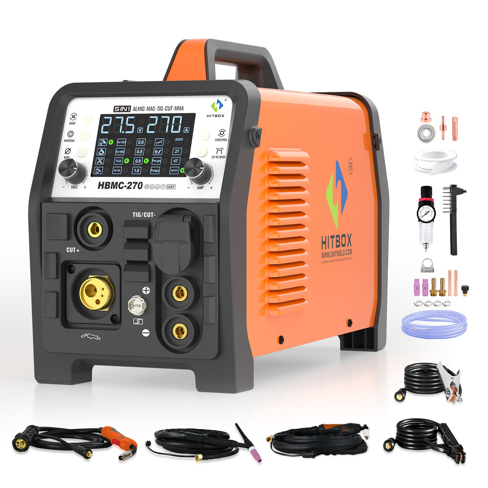 Compact 6in1 Aluminium Welder 200A Gas Gasless MIG Stick TIG Spot Cut Equipment