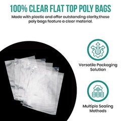 Multiple Sizes Clear Poly Bags 3-Mil Flat Open Top Plastic Packaging Packing